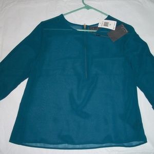 Patterson J Kincaid PJK Blue Exposed Zipper Top XS